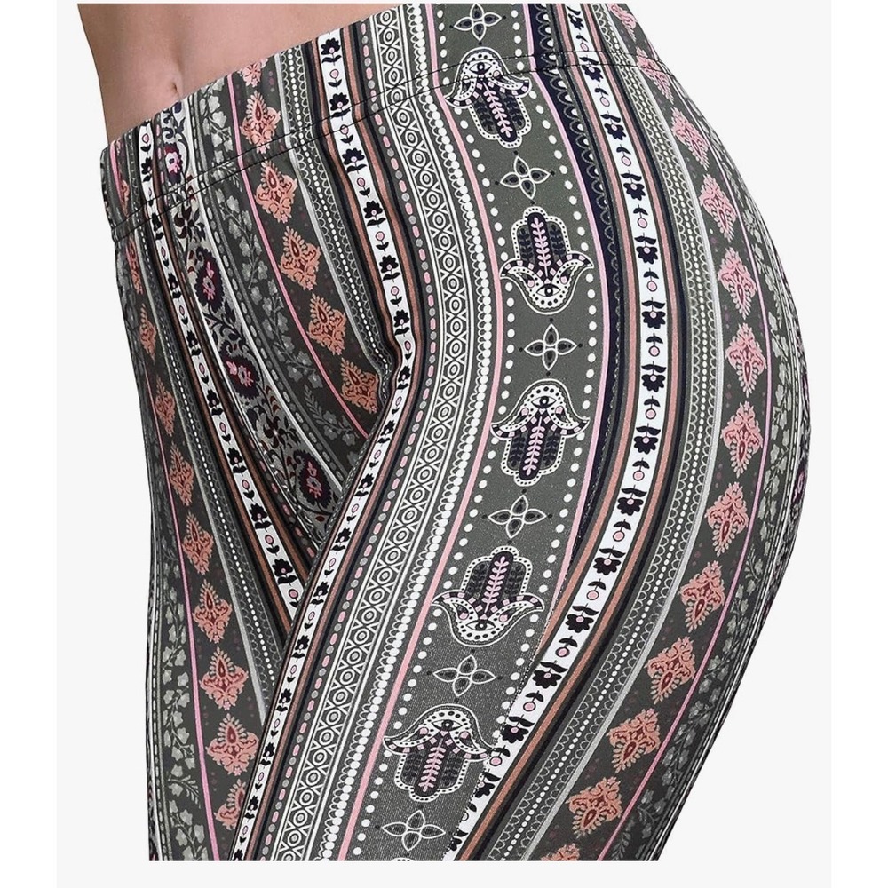 Daisy Del Sol Womens Small Olive Green Hamsa Paisley Flare Bell Bottom Pants - Picture 2 of 10